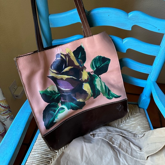 Patricia Nash leather pink flower tote - Picture 1 of 7